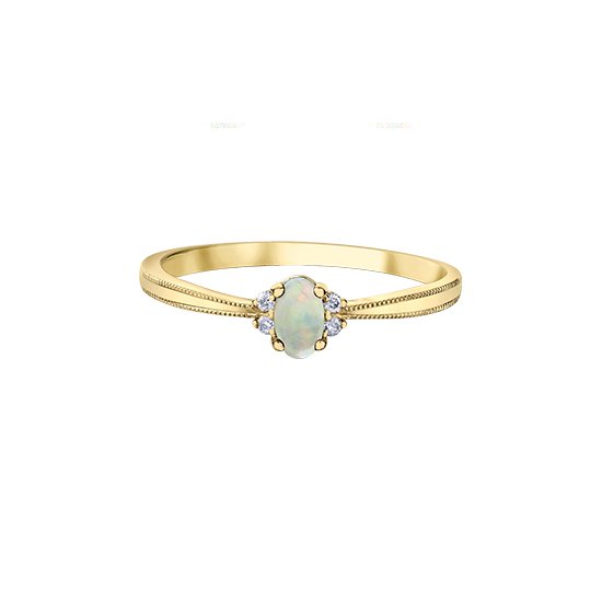Dainty 10k Yellow Gold October Birthstone Heart Ring - CZ Promise/Proposal Ring With Side Stones - View #3