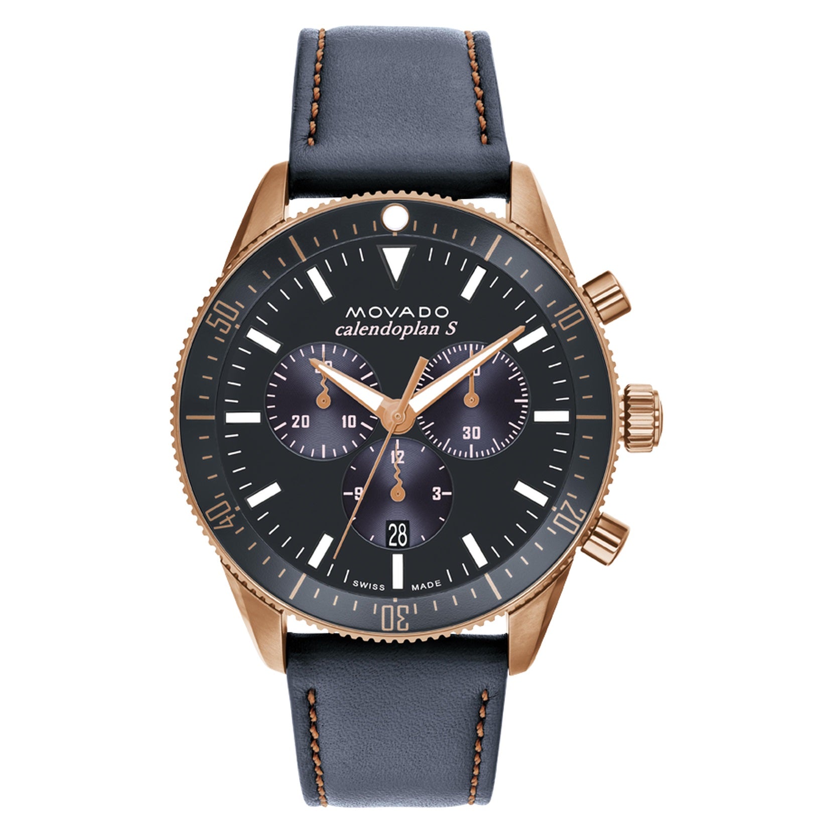 Mens grey leather clearance watch