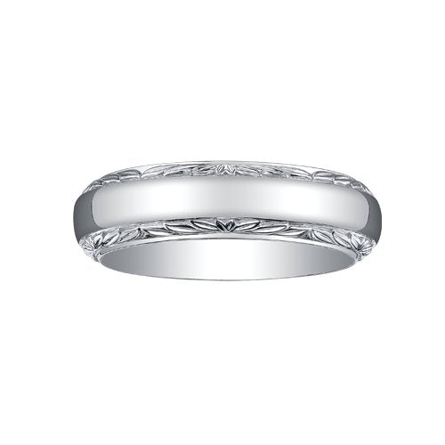 10K, 14K or 18K White, Yellow, Rose Gold (6mm) Hand Carved Wedding Band
