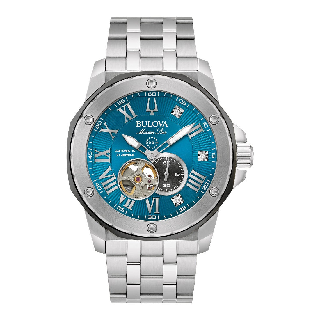 Bulova Marc Anthony Marine Star Mens Automatic Stainless Steel