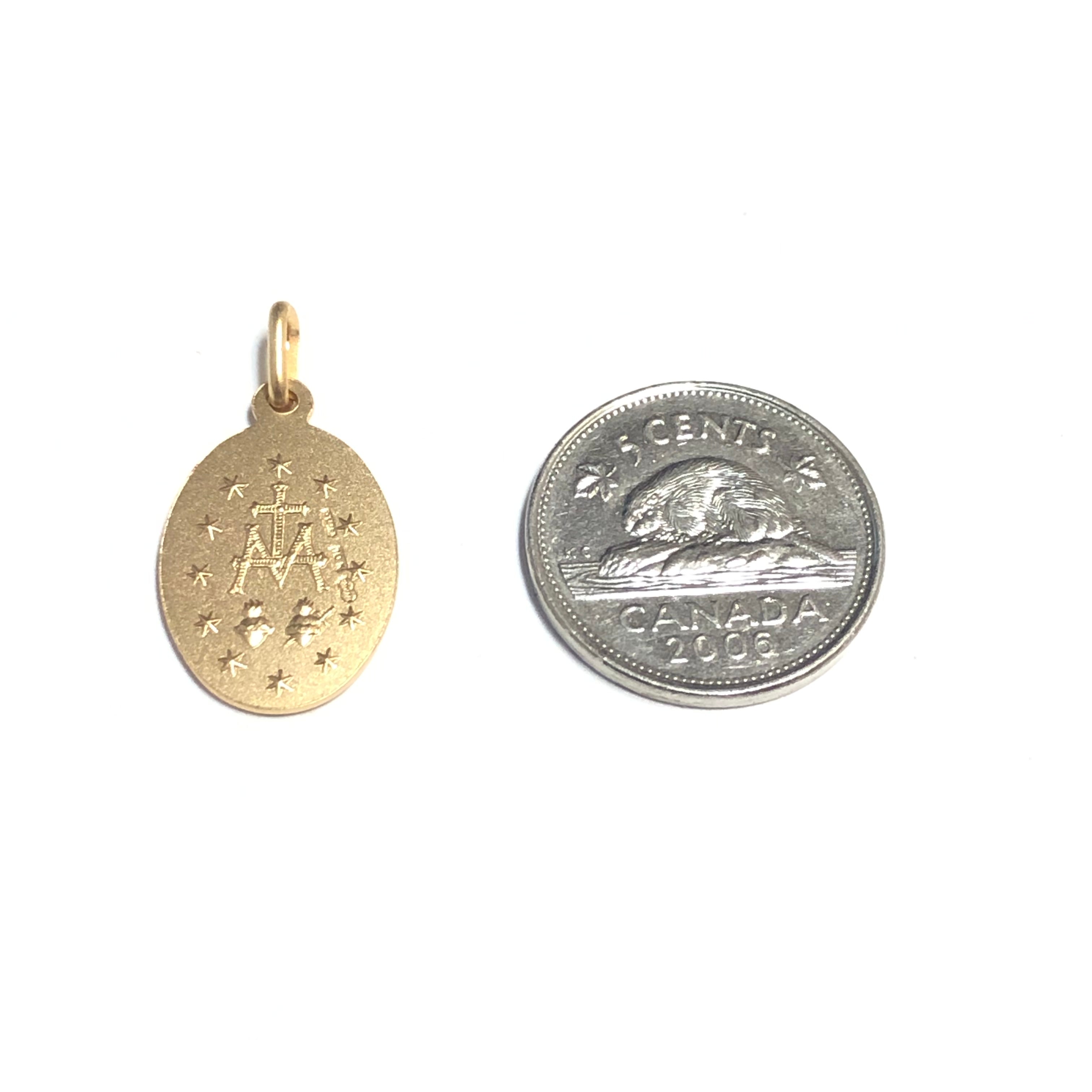 (10K , 14K, 18K) Yellow Gold (14mm) Miraculous Medal Oval Pendant
