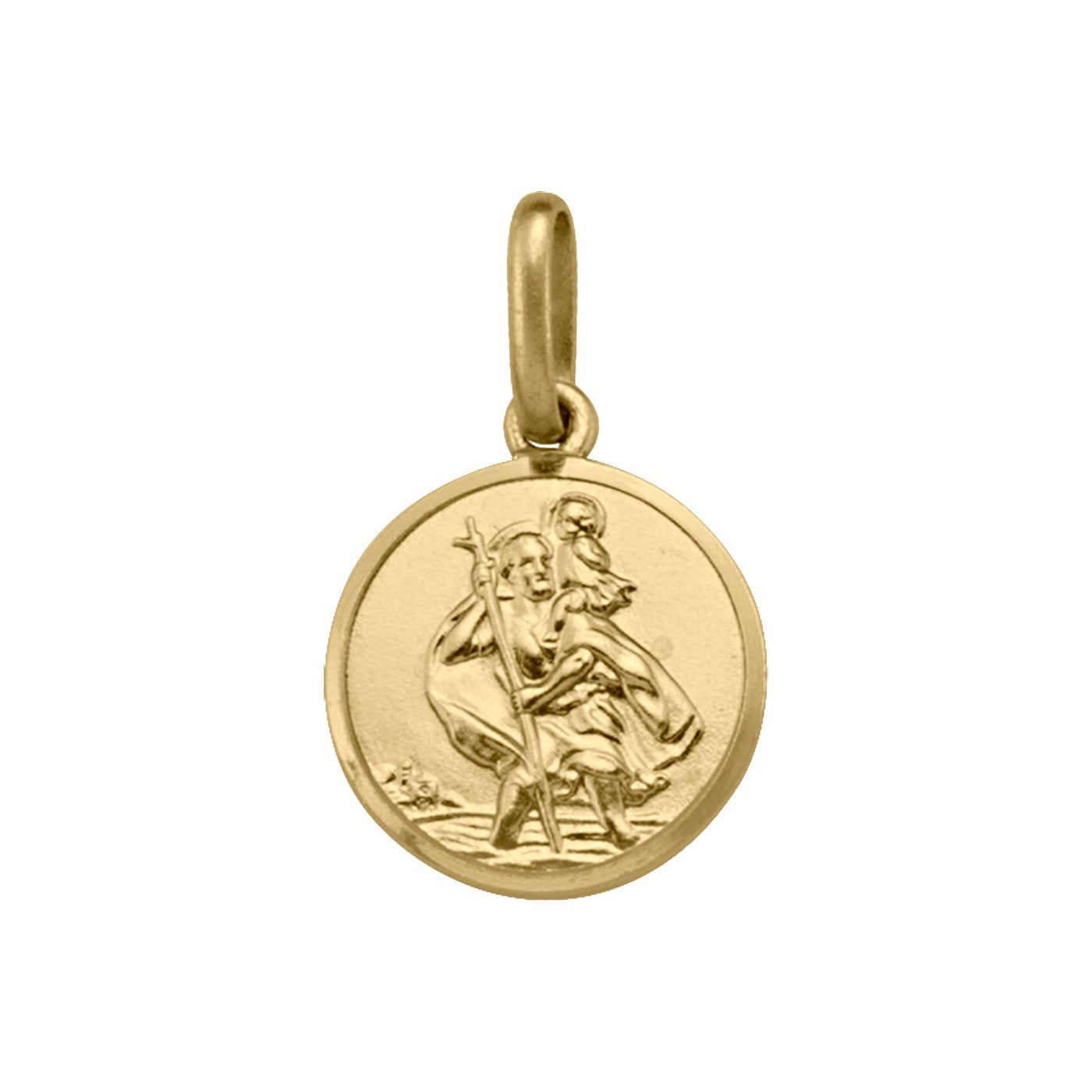 (10K, 14K, 18K) Yellow Gold (12mm) St. Christopher Solid Medallion Pendant