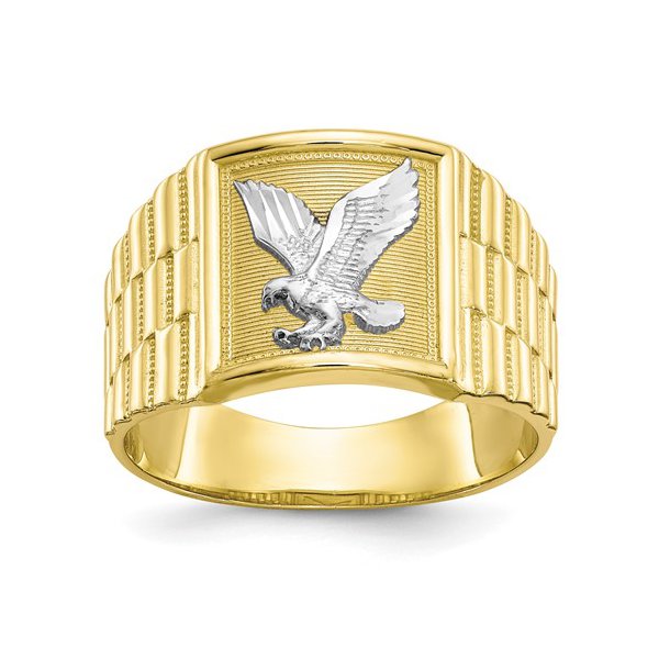 Men's 14kt Yellow Gold Square Eagle Ring | Ross-Simons