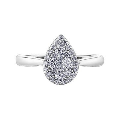 Pear shaped sales cluster diamond ring