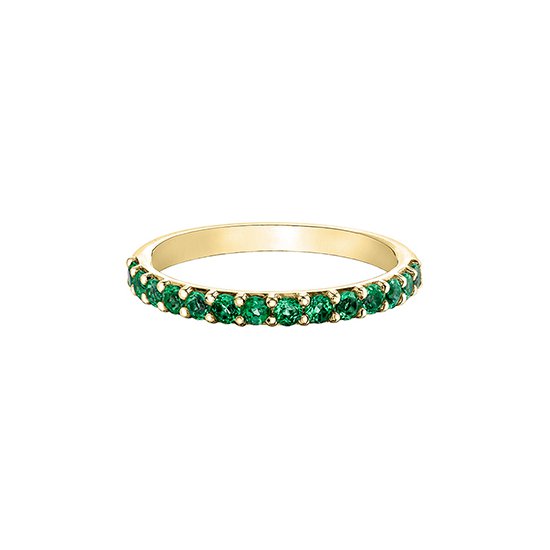 10K Yellow Gold (May) Birthstone Created Emerald Stackable Band ...