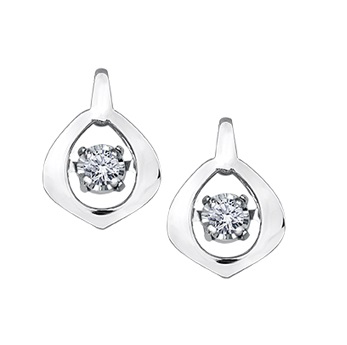 10K White Gold 0.04ct Dancing Diamond Earrings