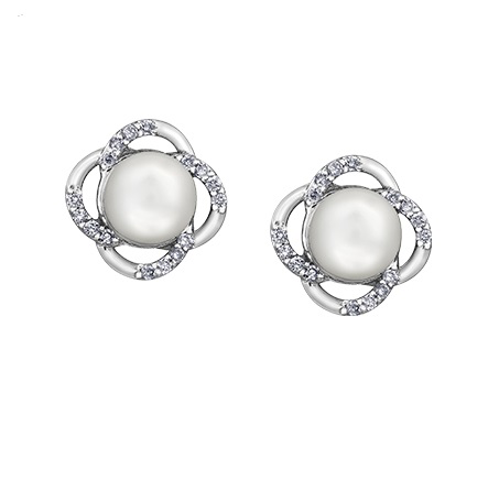 Pearl and diamond stud 2025 earrings