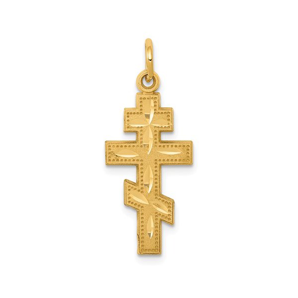 (10K, 14K) Yellow Gold Eastern Orthodox Cross Pendant