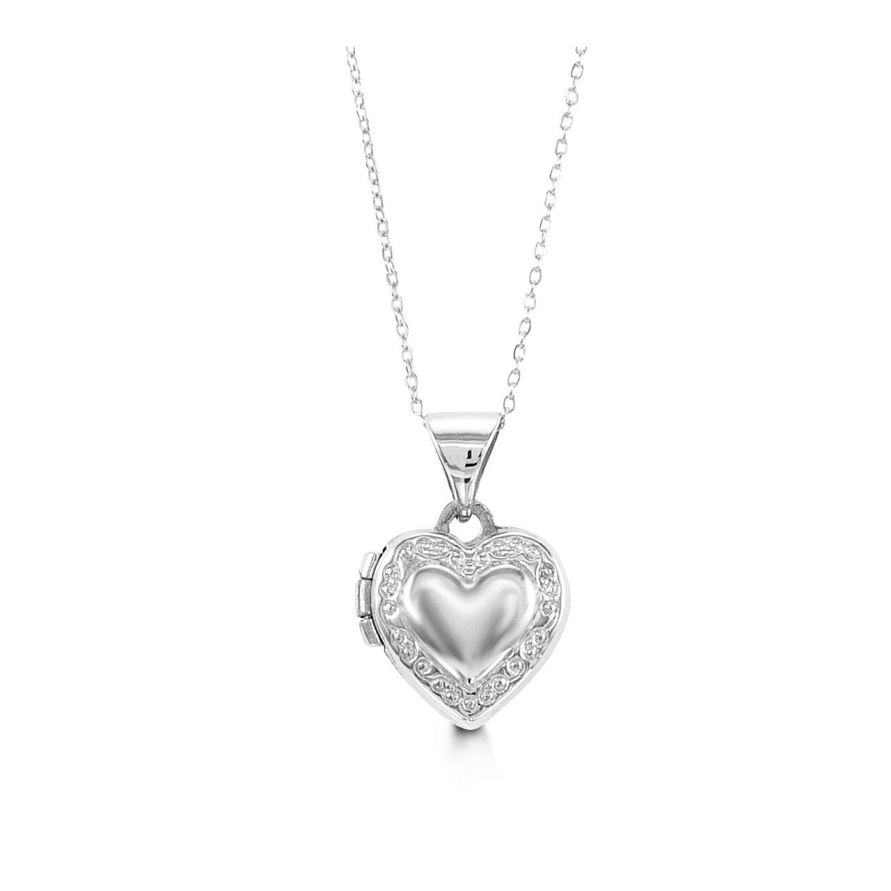 HOT White Gold Necklace Plain Heart Locket Locket Heart White