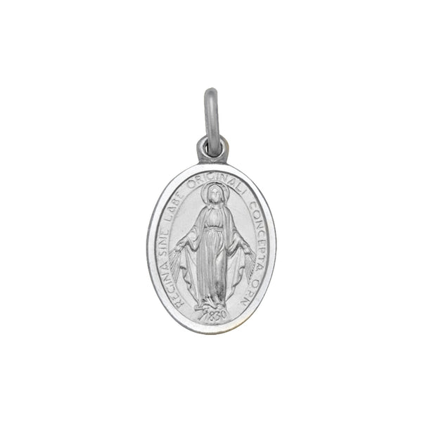 14K White Gold Miraculous Medal Oval Pendant – Boulevard Diamonds