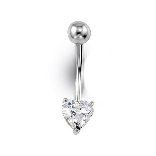 Heart Shape Belly Button Ring, Diamond Body Jewelry, Curved Barbell Belly  Ring, Navel Piercing Jewelry - Etsy