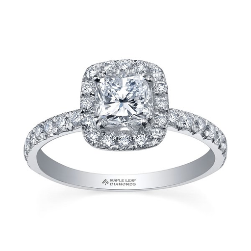 1.00 Ct Certified Lab Created Cushion Cut Diamond Engagement Ring 18K White  Gold