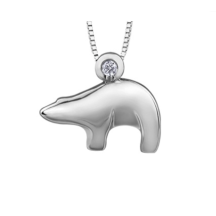 Sterling Silver Canadian Diamond Polar Bear Pendant Boulevard