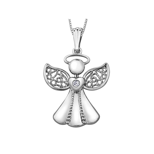 10K White Gold (0.015ct) Diamond Angel Pendant – Boulevard Diamonds